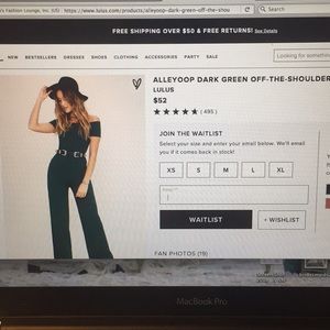 Lulus alleyoop off the shoulder jumpsuit